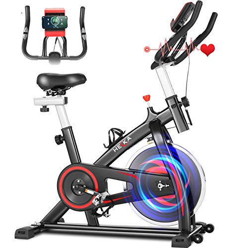 HEKA Bicicleta Estática de Casa para Entrenamiento Indoor, Bicicleta Spinning Profesional, Resistencia Variable, Altura Ajustable, Pantalla LCD