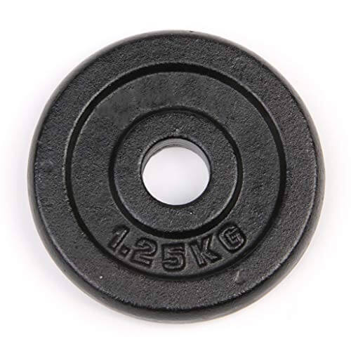 Jiande Hierro Discos Peso Plate, único, Pesa Disco 2.7 LB / 1,25 kg Negro de mancuerna o Pesa 25MM Apertura
